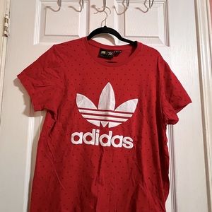 Adidas x Pharrell Human Race limited edition patterned red trefoil tee